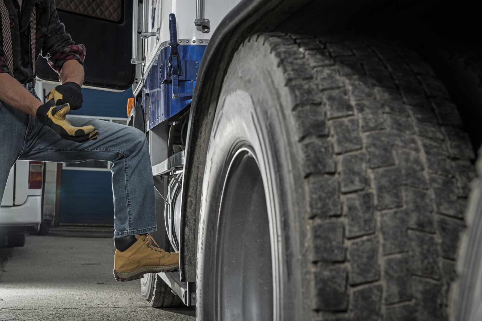 Truck Tyres being inspected